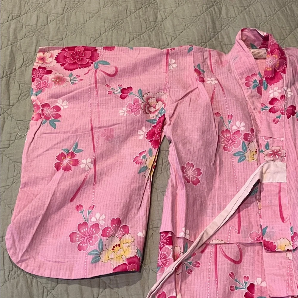 Girls' Pink Floral Kimono Dress - size 4T